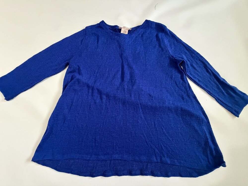 Philosophy Top L Royal Blue Long Sleeve Crew Neck Flowy Tunic Boho Lightweight